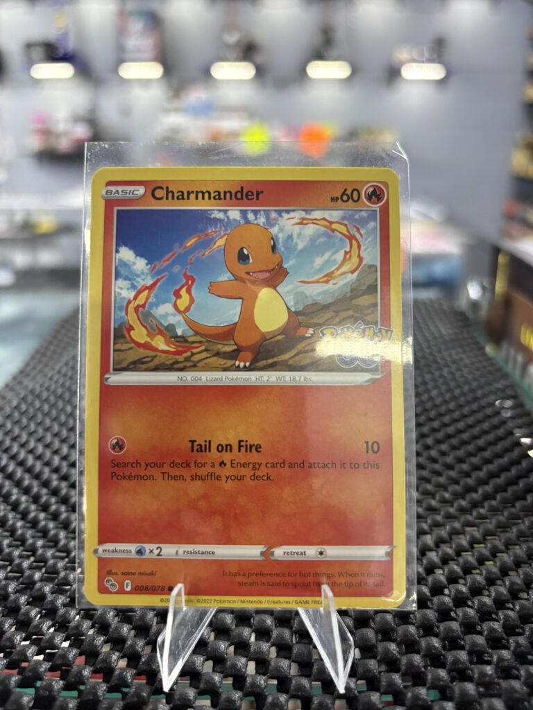 This classic Charmander card from the Pokémon GO expansion features iconic fire-type artwork, making it a wonderful addition to any player or collector’s growing card binder.
