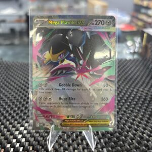 This powerful Mega Mawile ex trading card from the latest set is a must-have for serious players looking to dominate the game with this unique steel-type beast.