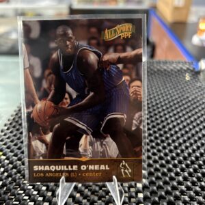 Orlando Magic era Shaquille O'Neal All Sport PPF basketball trading card, action shot in protective sleeve, high quality vintage center player collectible in clear display case for serious basketball fans and investors.