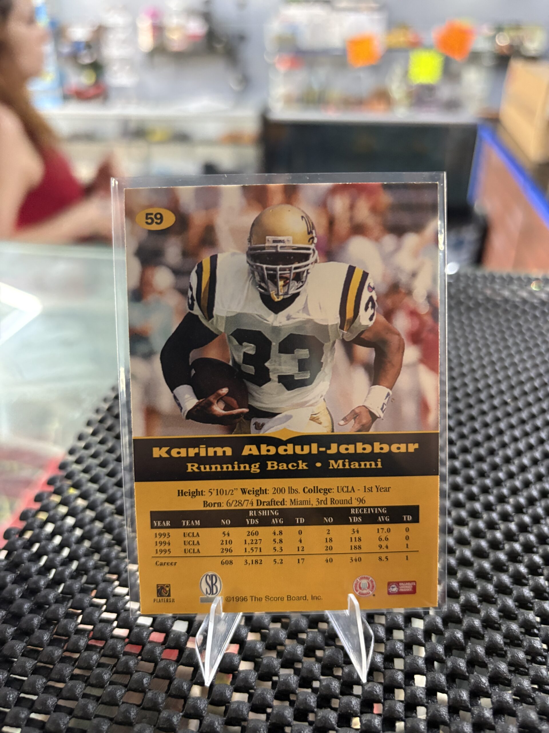 1996 Karim Abdul-Jabbar All Sport PPF Miami Football Card - Image 3