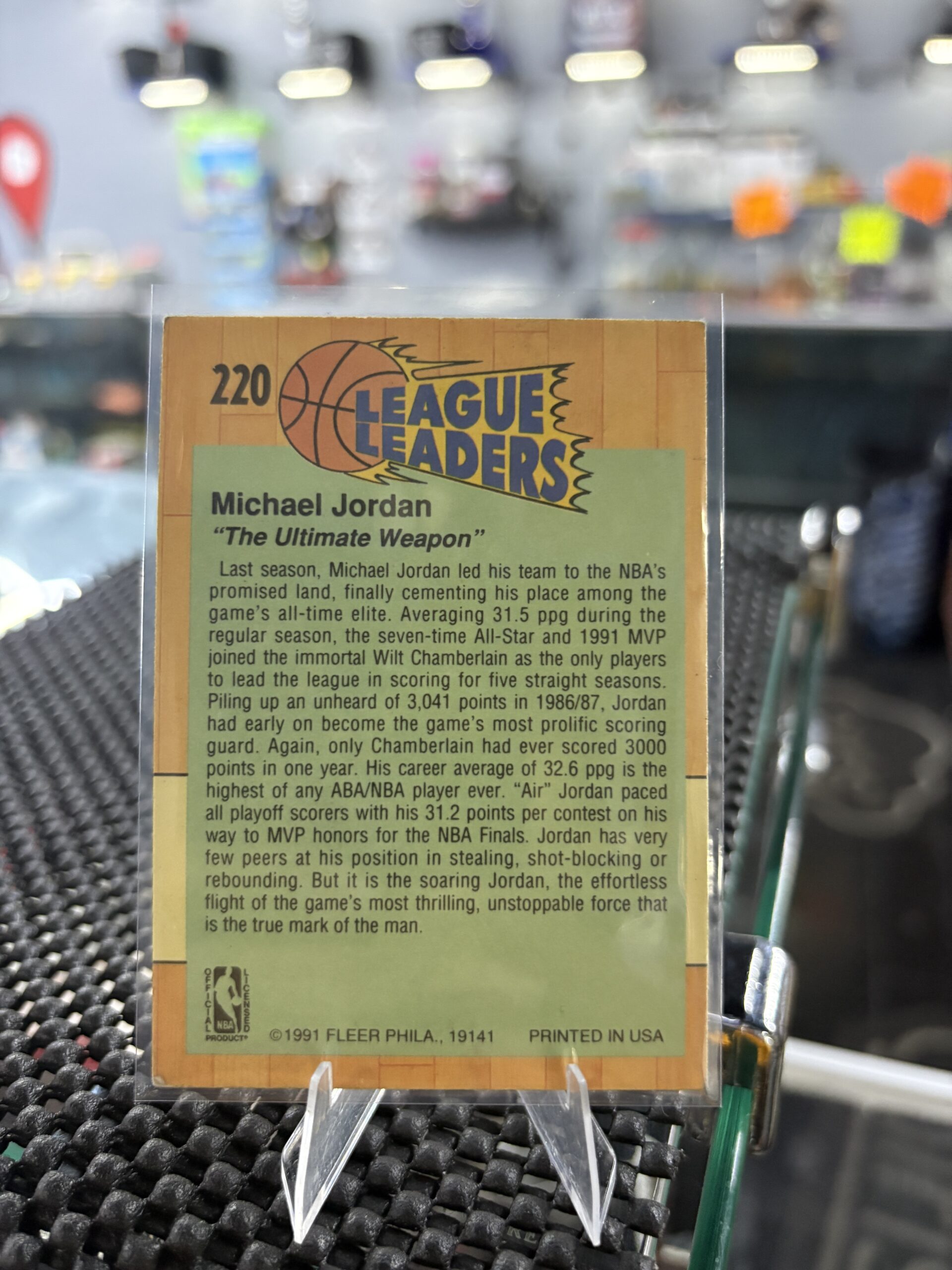 1991 Michael Jordan Fleer League Leaders Basketball Card - Image 2