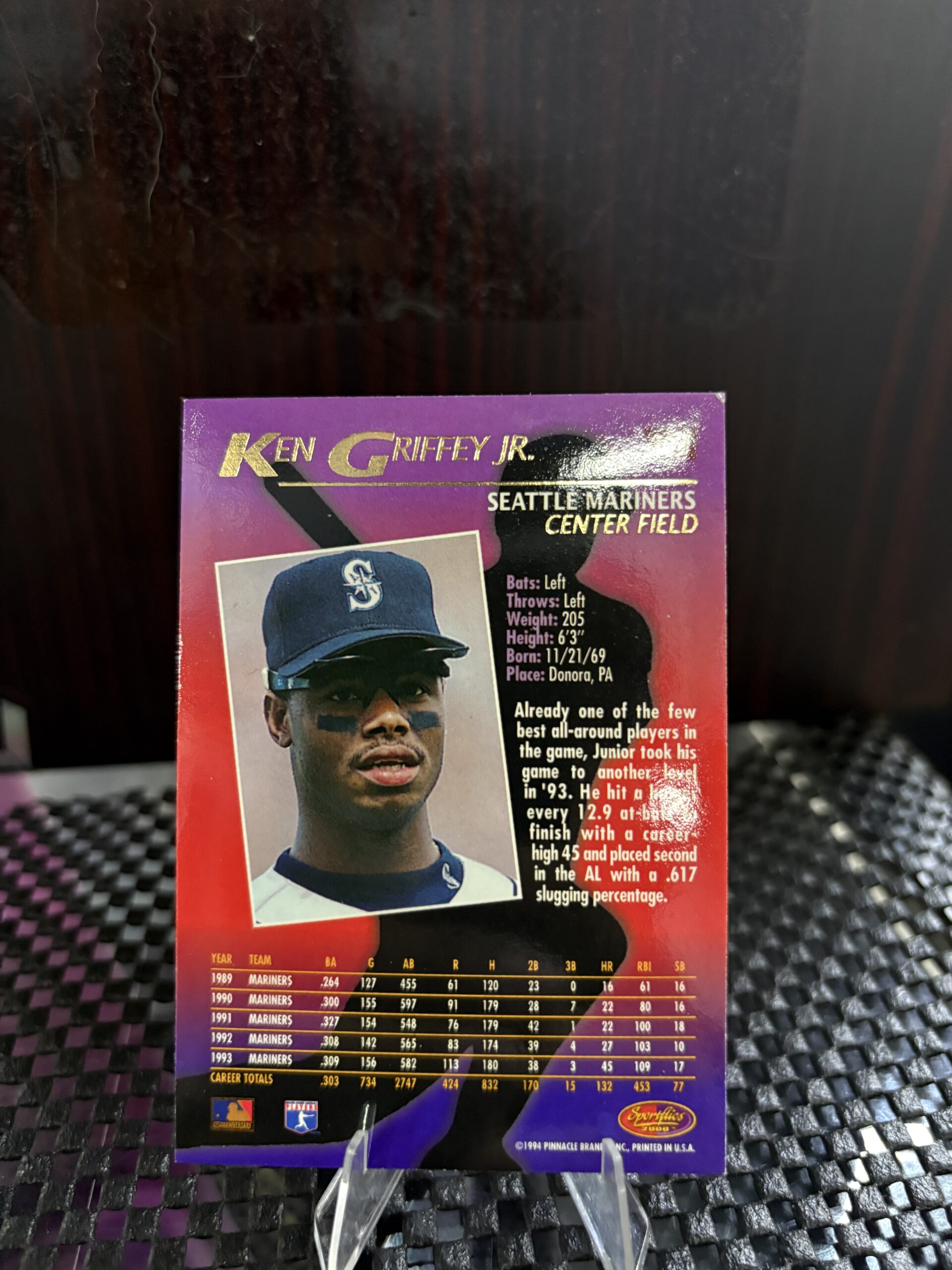 1994 Ken Griffey Jr SportFlics Mariners Card - Image 3