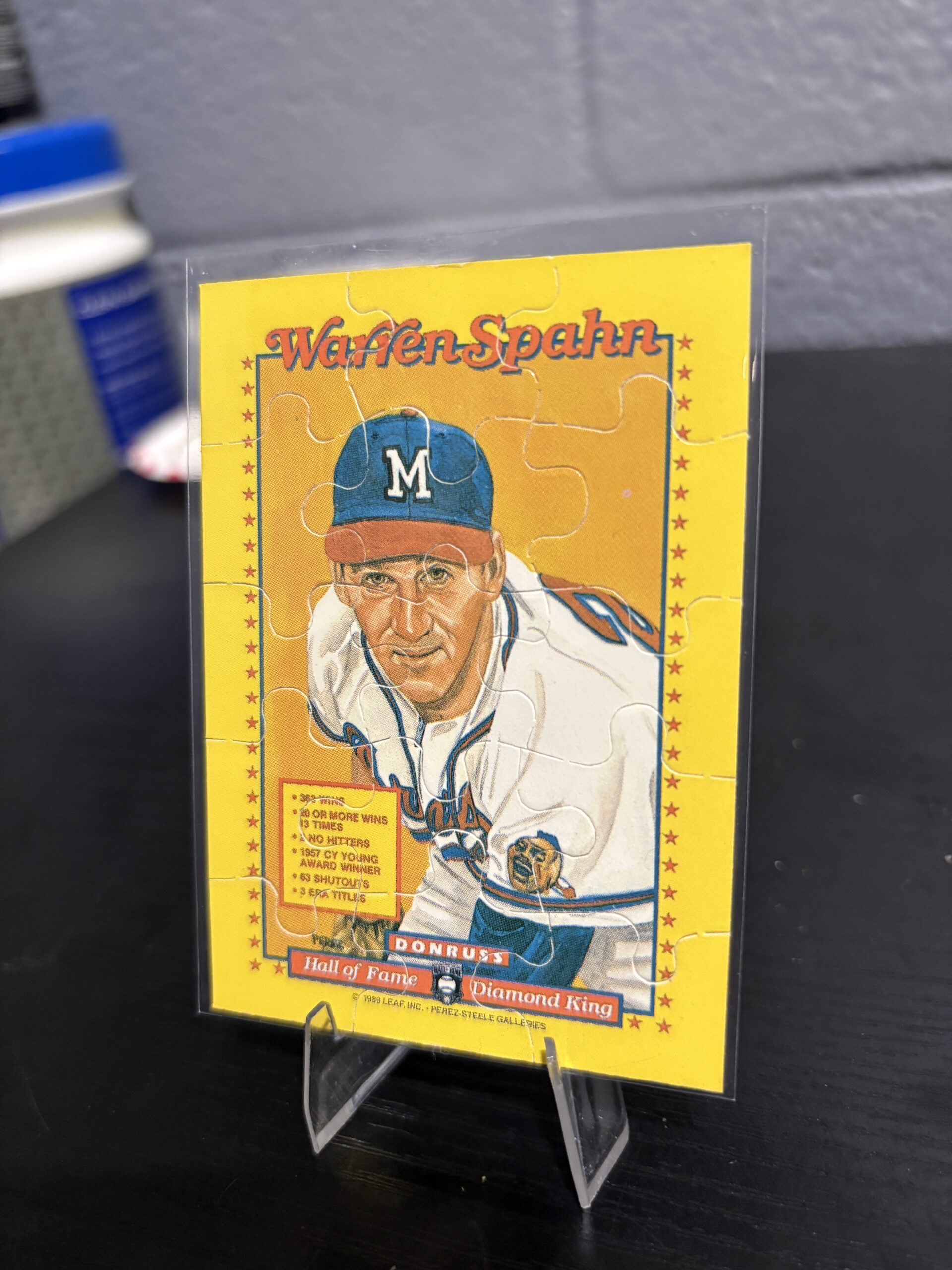 Warren Spahn 1989 Donruss Hall of Fame Puzzle Card - Image 2