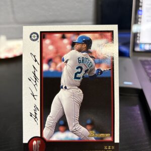 Vintage 1992 Donruss Ken Griffey Jr baseball card featuring the iconic Seattle Mariners center fielder in his classic uniform ready for the next big game action