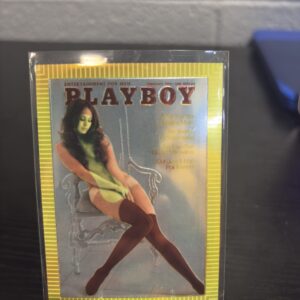 Rare vintage 1973 Playboy magazine cover trading card featuring a classic aesthetic for collectors of unique pop culture memorabilia looking for high value assets today.