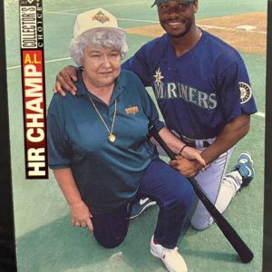 Vintage Collector's Choice Ken Griffey Jr baseball card featuring the Seattle Mariners star with his grandmother for collectors seeking rare items to build wealth today.