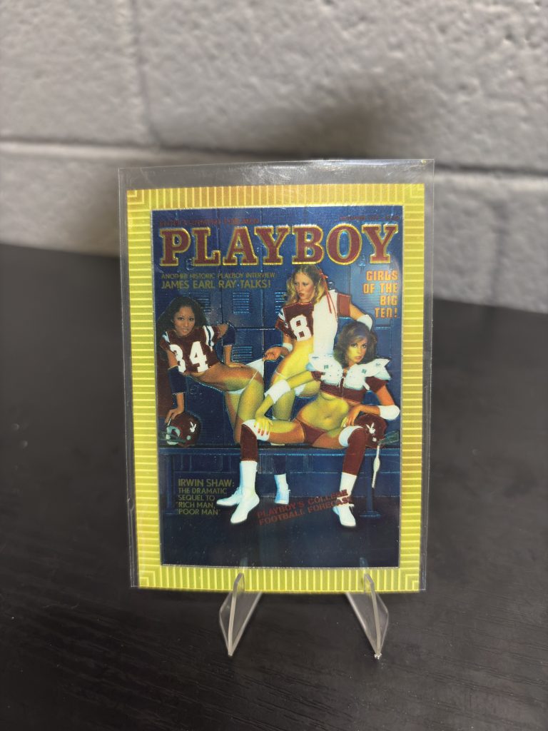 Vintage 1976 Playboy magazine cover trading card featuring the Girls of the Big Ten edition, perfect for collectors seeking unique items to build their wealth and prosperity today.
