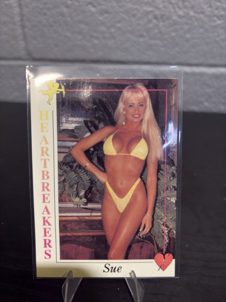 Collectible Heartbreakers trading card featuring Sue, a vintage lifestyle card perfect for enthusiasts looking to expand their unique personal collections and manifest financial growth today.