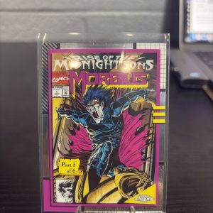 Rare Topps Chrome Rise of the Midnight Sons Morbius Marvel comic book trading card featuring intense cover art for dedicated collectors building high-value assets today.