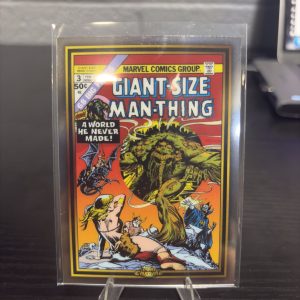 Rare Topps Chrome Giant-Size Man-Thing Marvel comic book trading card featuring classic cover art for dedicated collectors seeking high-value assets to build prosperity today.