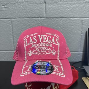 Vibrant pink Las Vegas "Welcome to Fabulous" snapback cap, a high-energy souvenir and collectible accessory for those adding prosperity to their portfolio today.