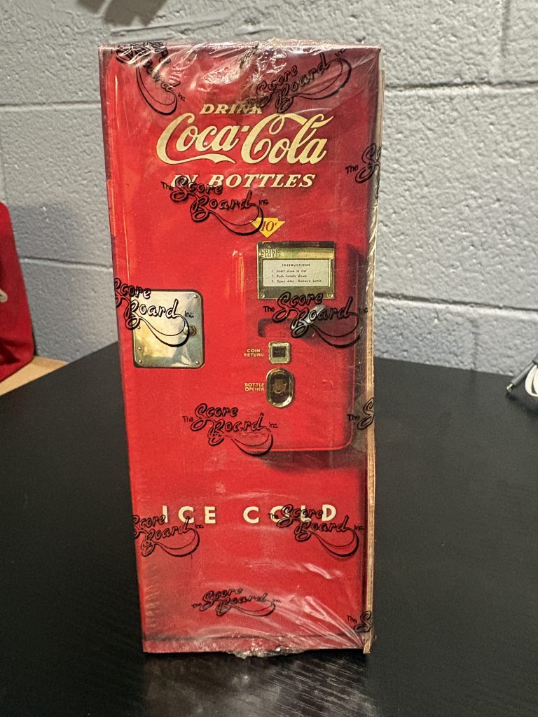 1996 Coca-Cola "Score Board" vintage-style vending machine collectible card box, factory sealed, perfect for Coca-Cola collectors and trading card enthusiasts looking to add high-value, nostalgic assets to their collection today.