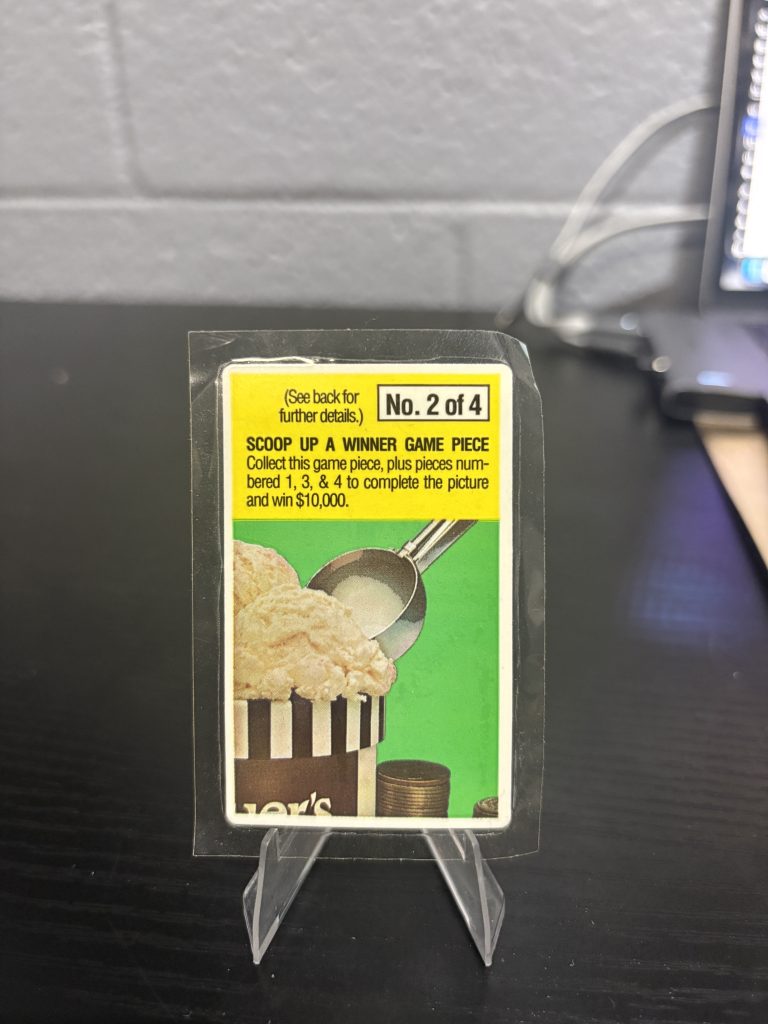 Vintage 1990 Dreyer's "Scoop Up A Winner" promotional game piece (No. 2 of 4), a nostalgic piece of ice cream marketing history for collectors of unique promotional memorabilia.