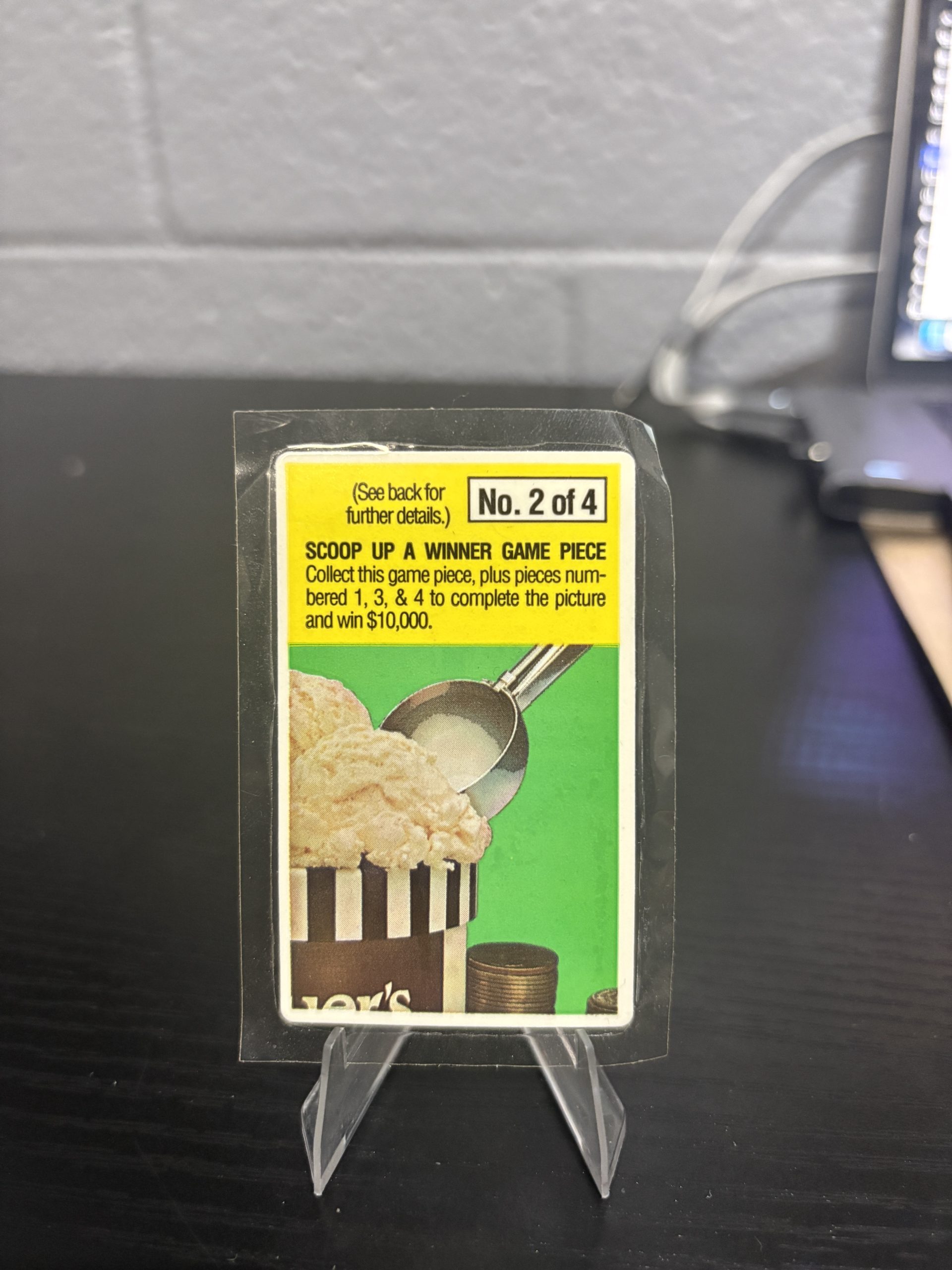 Vintage 1990 Dreyer's "Scoop Up A Winner" promotional game piece (No. 2 of 4), a nostalgic piece of ice cream marketing history for collectors of unique promotional memorabilia.