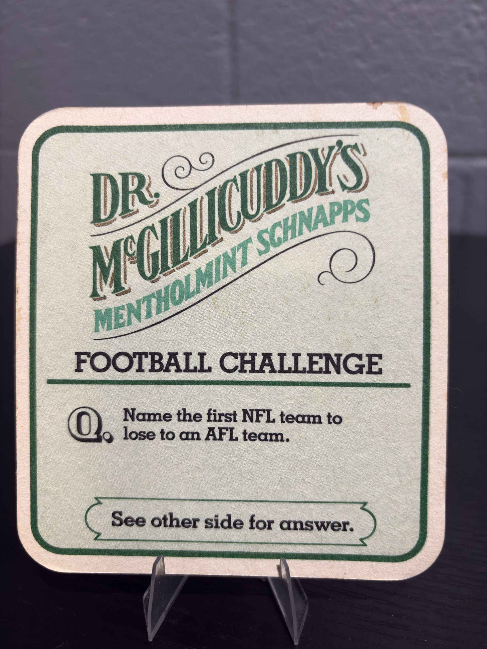 Set of 6 Vintage Dr. McGillicuddy's "Football Challenge" Coasters - Image 3