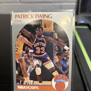 Vintage Patrick Ewing New York Knicks NBA Hoops trading card, a master-number 11 frequency collectible for basketball enthusiasts focused on historic excellence and legendary visionary performance.