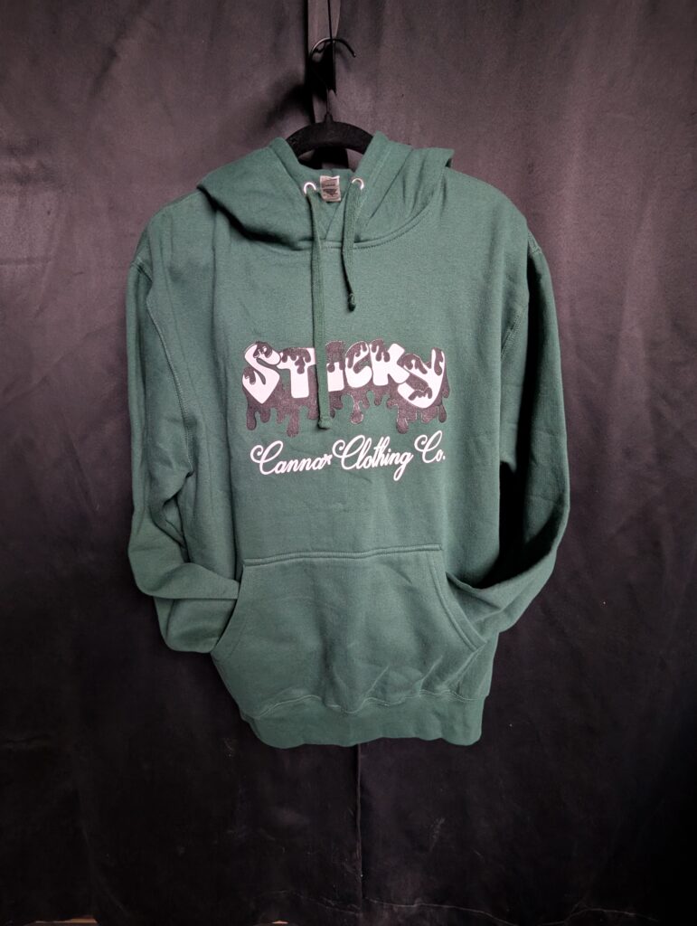 Sticky Canna Clothing Co. green hoodie from North Town Threads