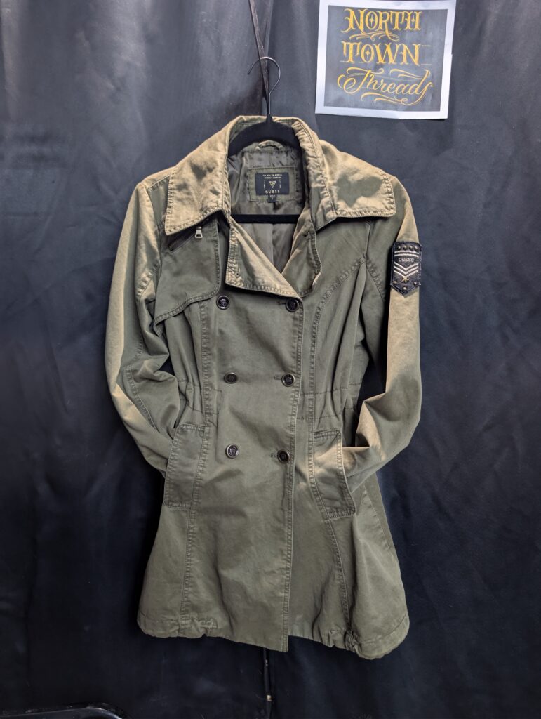 Used women's Guess trench coat in army green size small