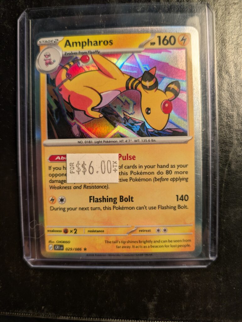 Ampharos Holo Rare trading card, number 029/086.