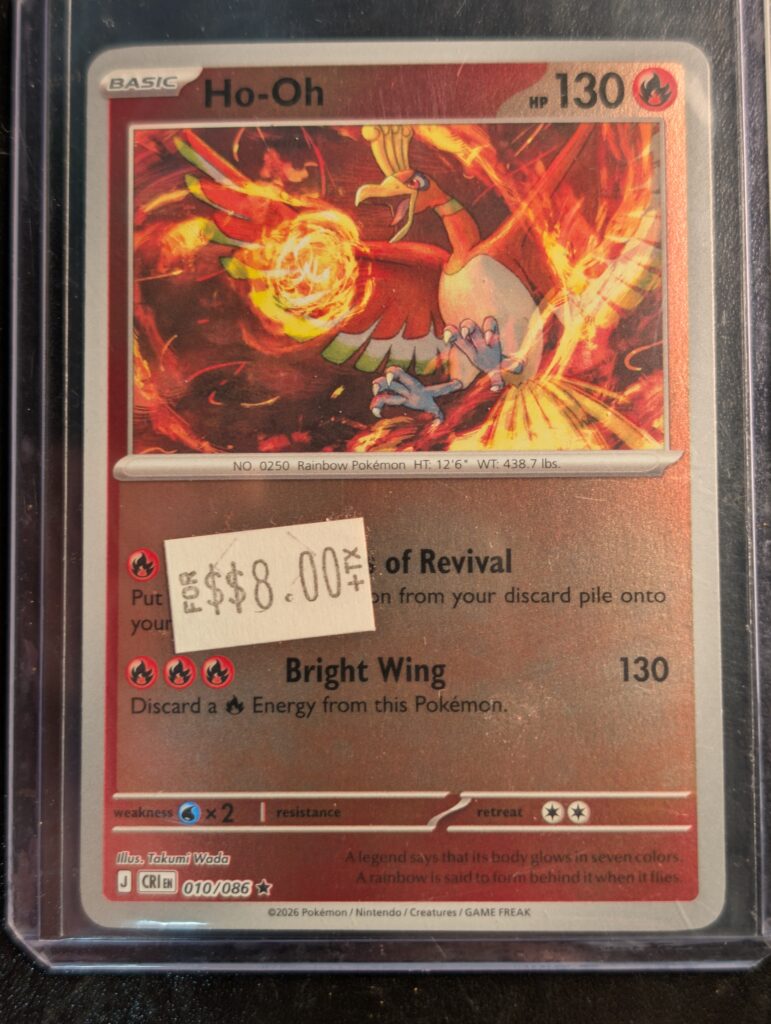 Ho-Oh 010/086 Fire Type Pokémon Trading Card HP 130 in protective sleeve