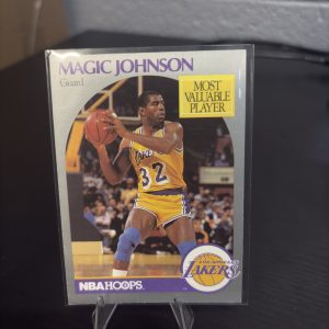 Vintage NBA Hoops Magic Johnson 'Most Valuable Player' Los Angeles Lakers trading card, a high-frequency collectible incorporated for your business success.