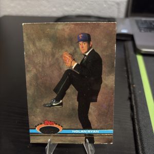 Vintage 1991 Topps Stadium Club Nolan Ryan 'tuxedo' baseball trading card, a high-frequency collectible incorporated for your business success.