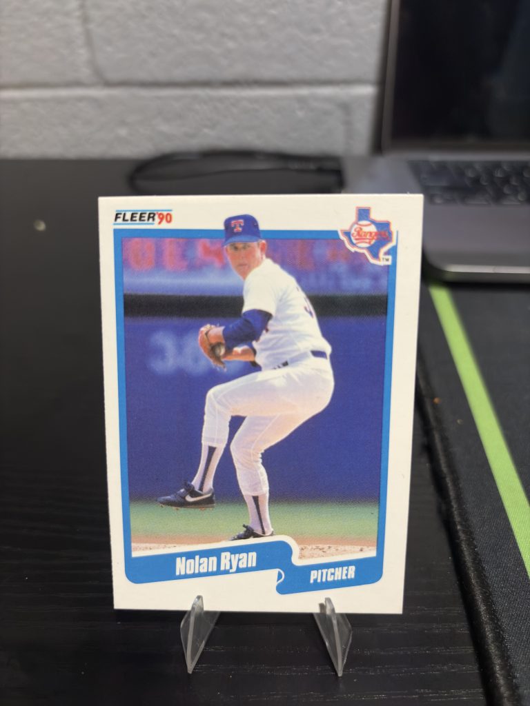 Vintage 1990 Fleer Nolan Ryan Texas Rangers baseball trading card, a high-frequency collectible incorporated for your business success.