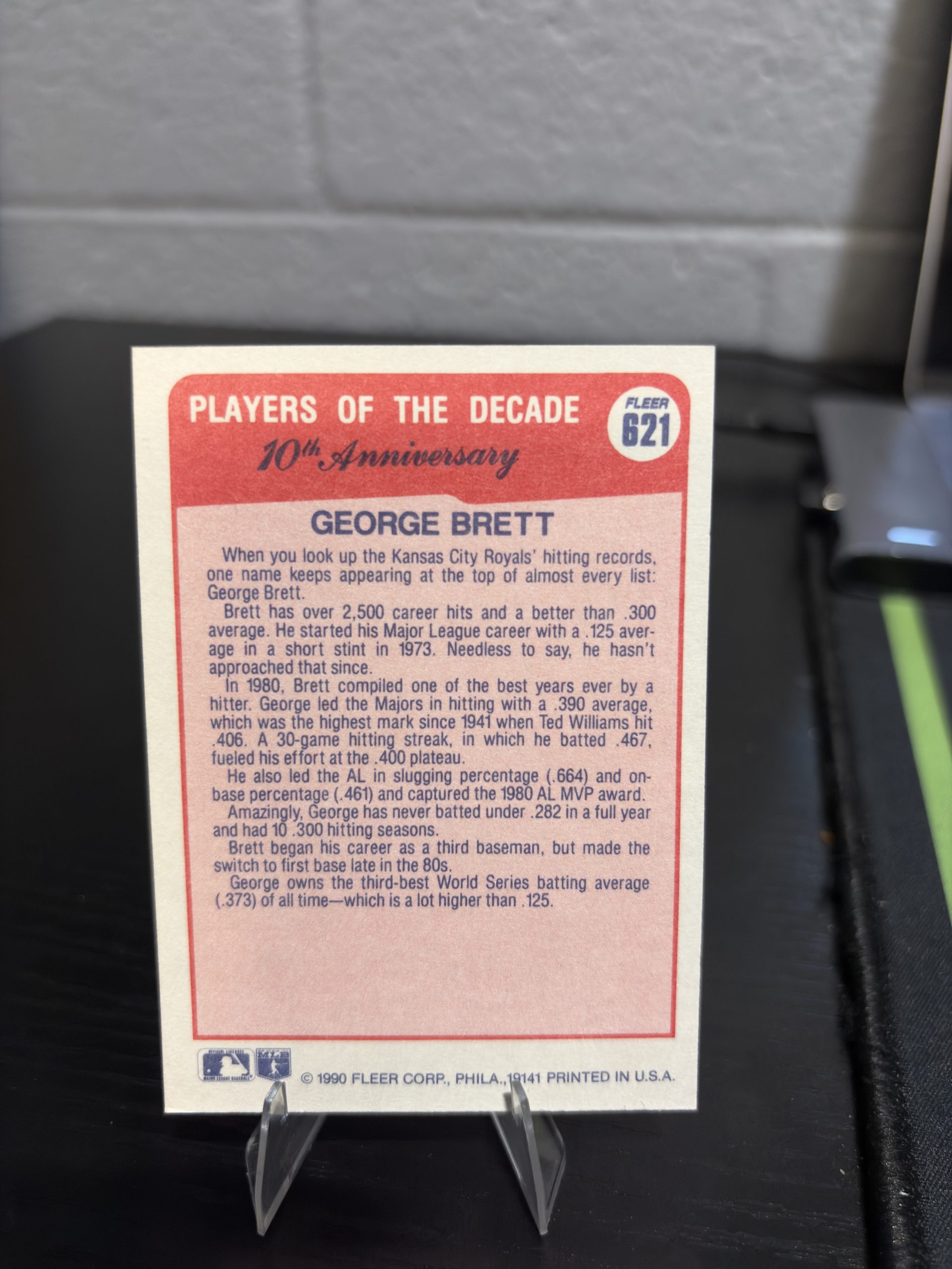 1990 Fleer "Players of the Decade" George Brett Trading Card - Image 2