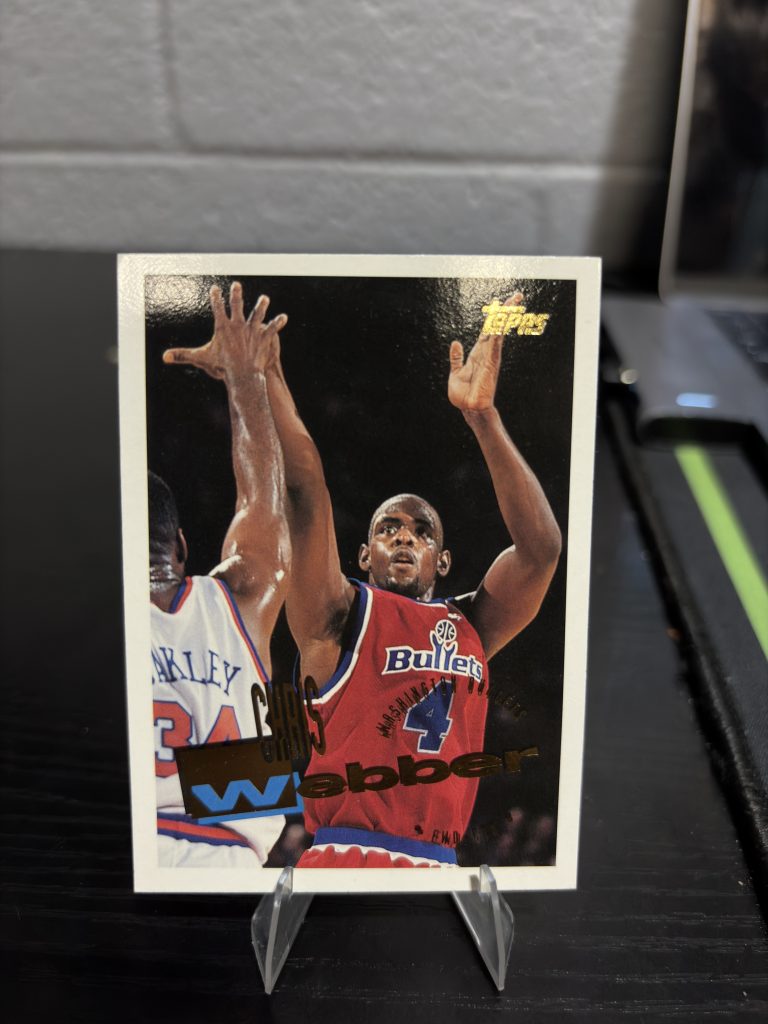Vintage Topps Chris Webber Washington Bullets basketball trading card, a high-frequency collectible incorporated for your business success.
