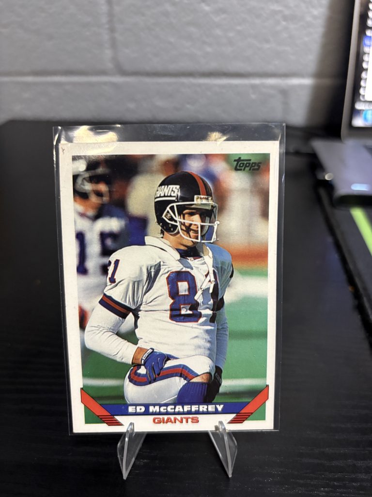 Vintage Topps Ed McCaffrey New York Giants football trading card, a high-frequency collectible incorporated for your business success.