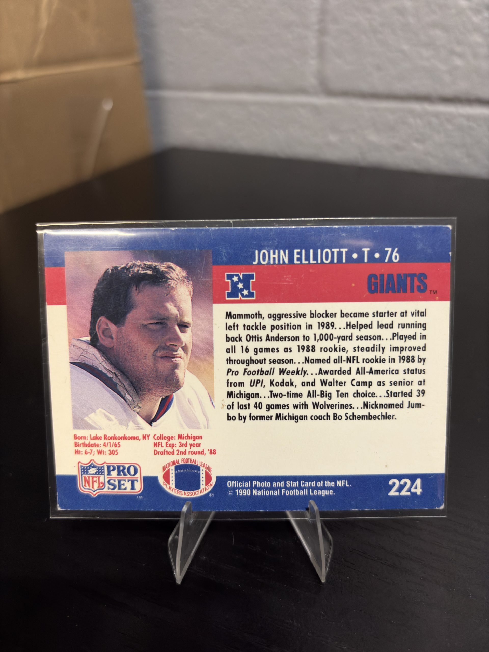 Vintage Pro Set John Elliott New York Giants Trading Card - Image 2
