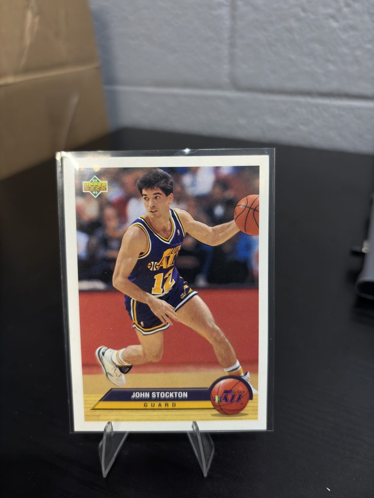 1992-93 Upper Deck John Stockton Utah Jazz basketball trading card, a high-frequency collectible incorporated for your business success.