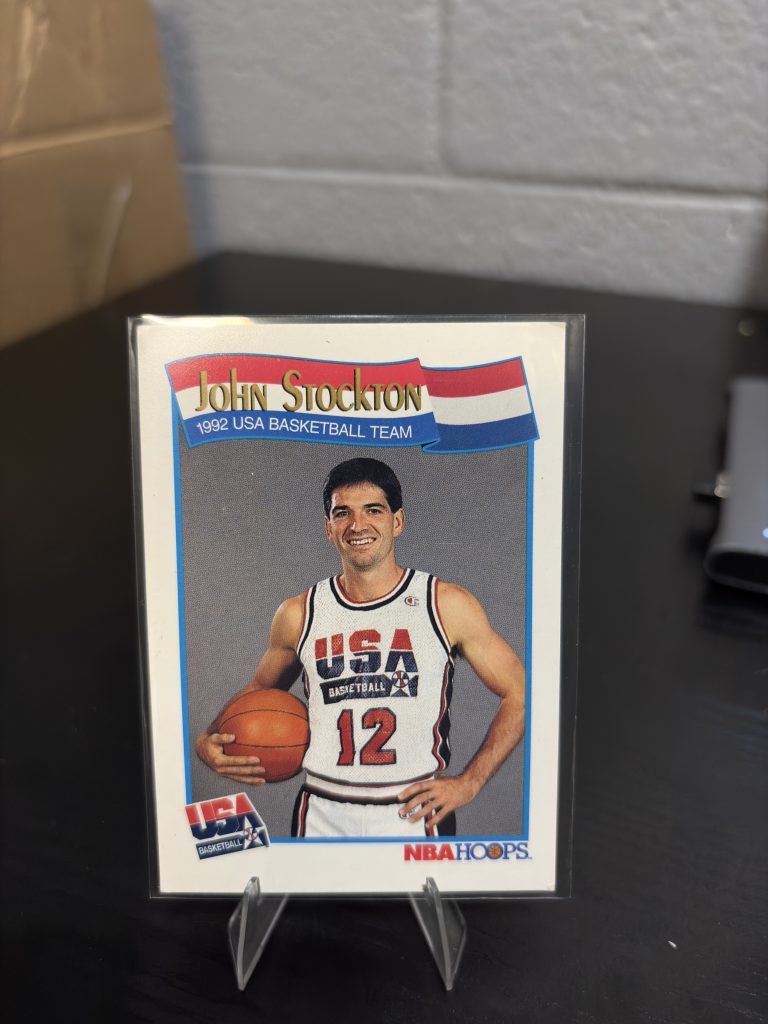 Vintage 1992 NBA Hoops John Stockton 1992 USA Basketball Team trading card, a high-frequency collectible incorporated for your business success.