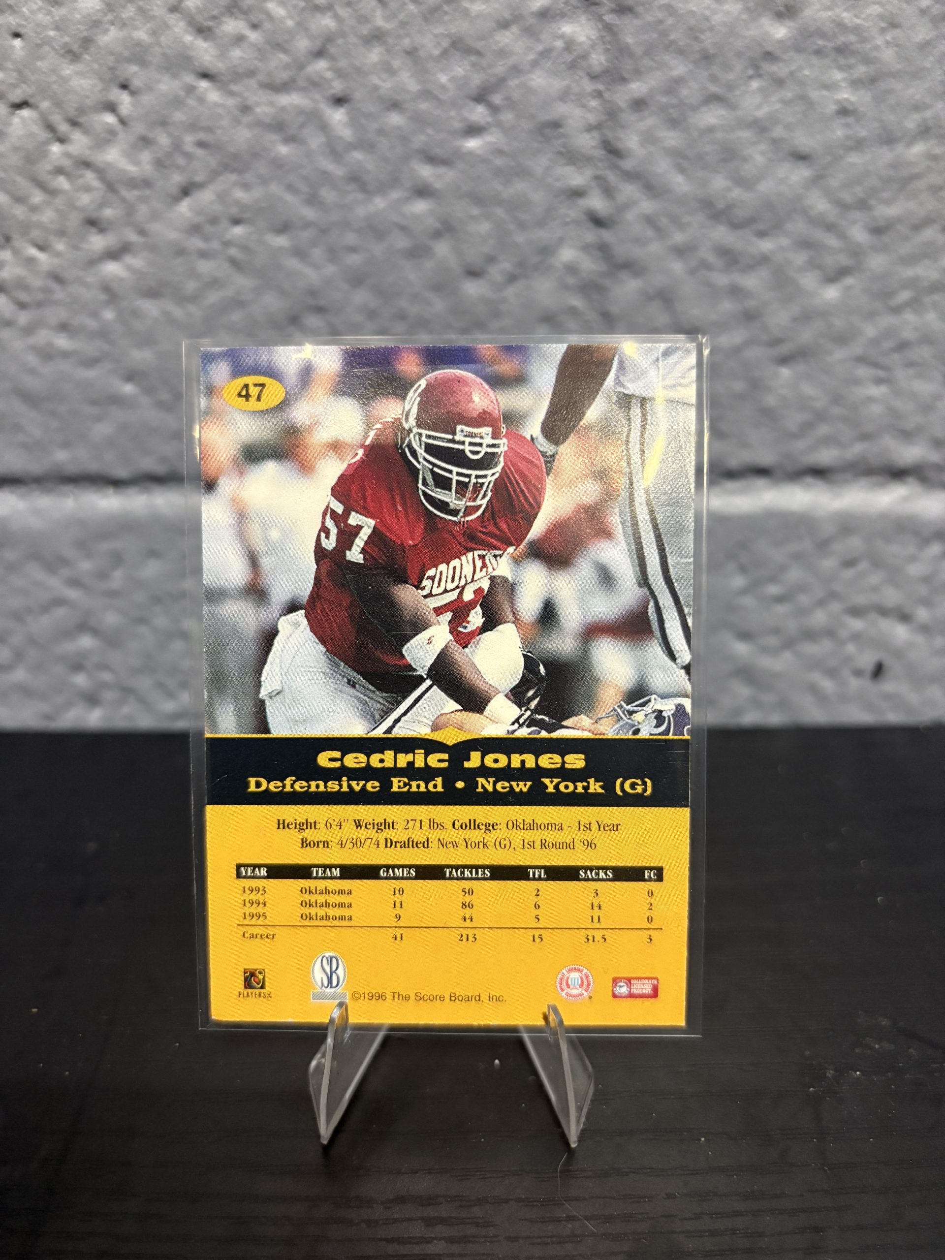 1996 All Sport PPF Gold Cedric Jones Football Card - Image 3