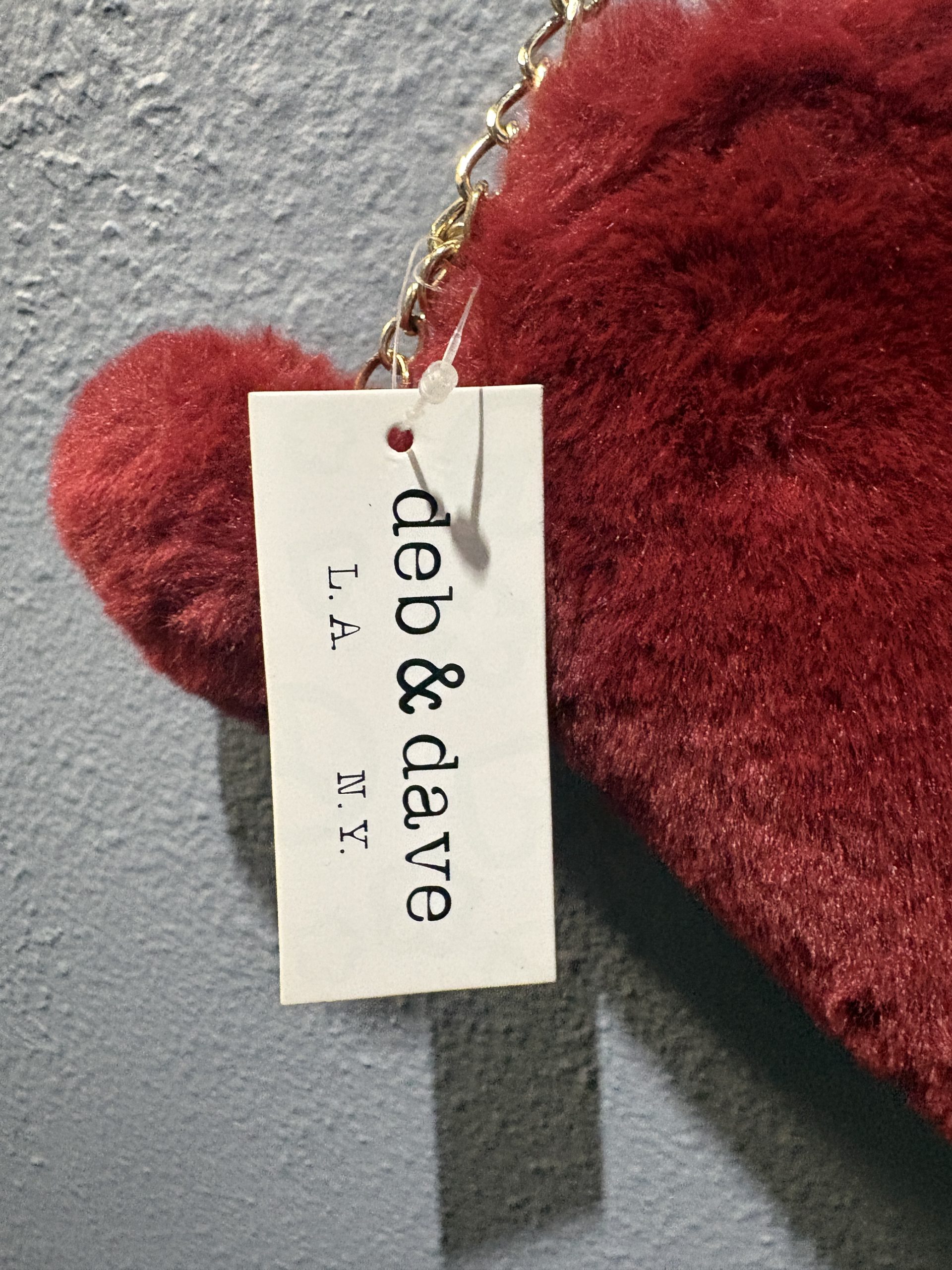 Deb & Dave Red Heart Faux Fur Crossbody Bag - Image 2
