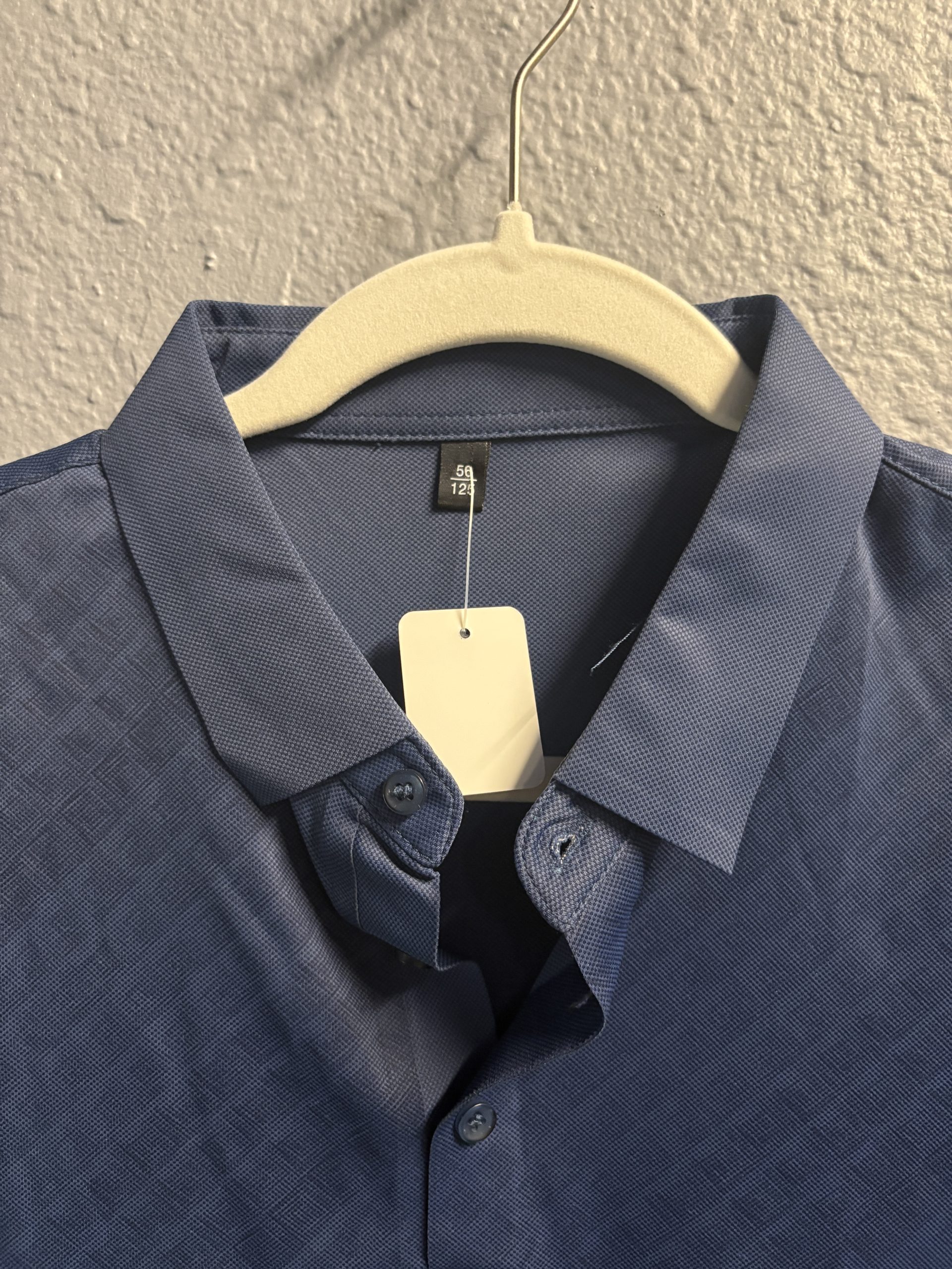 Refined Blue Geometric Texture Performance Polo - Image 3