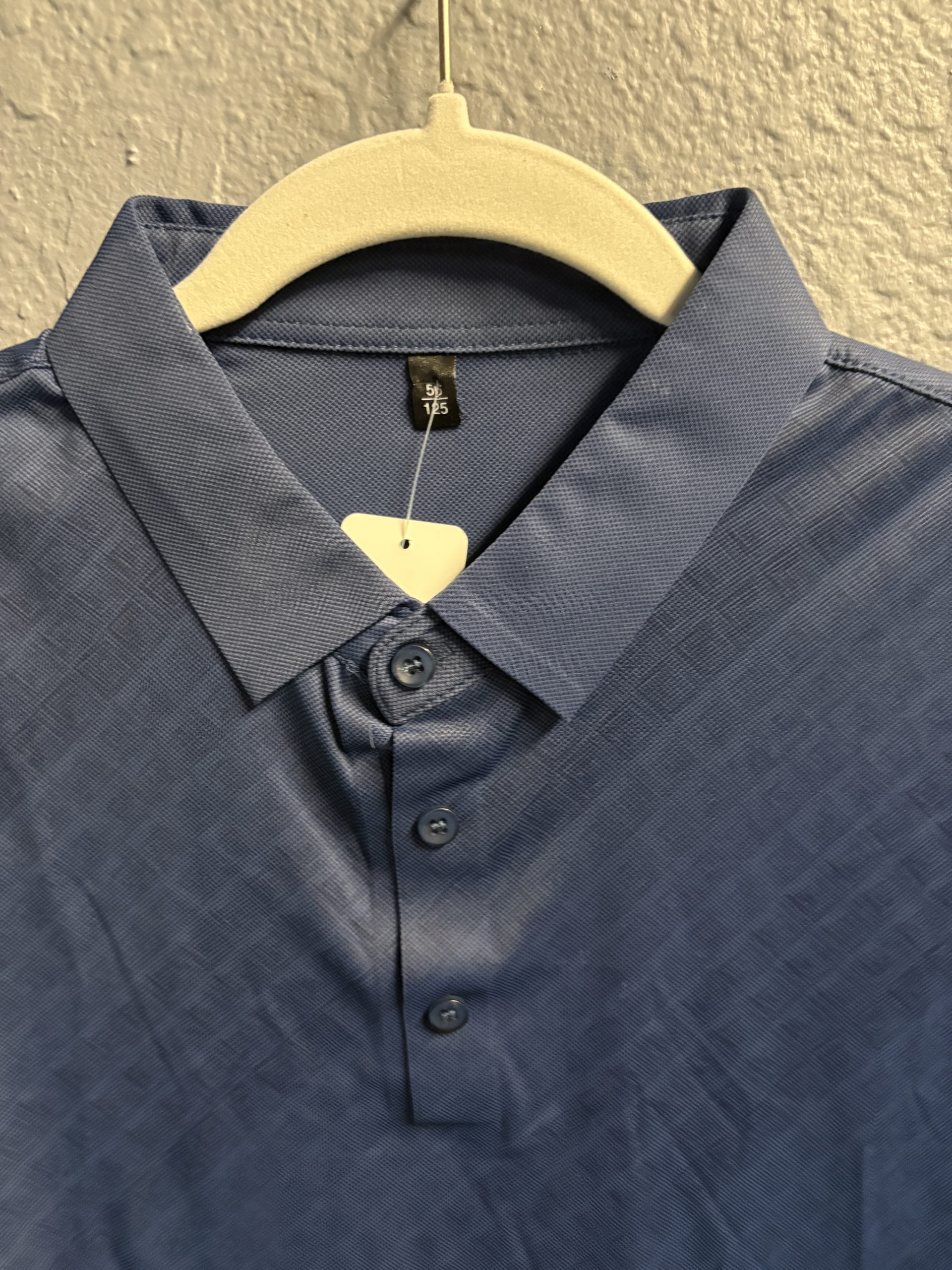 Modern Geometric Texture Performance Polo - Blue - Image 3