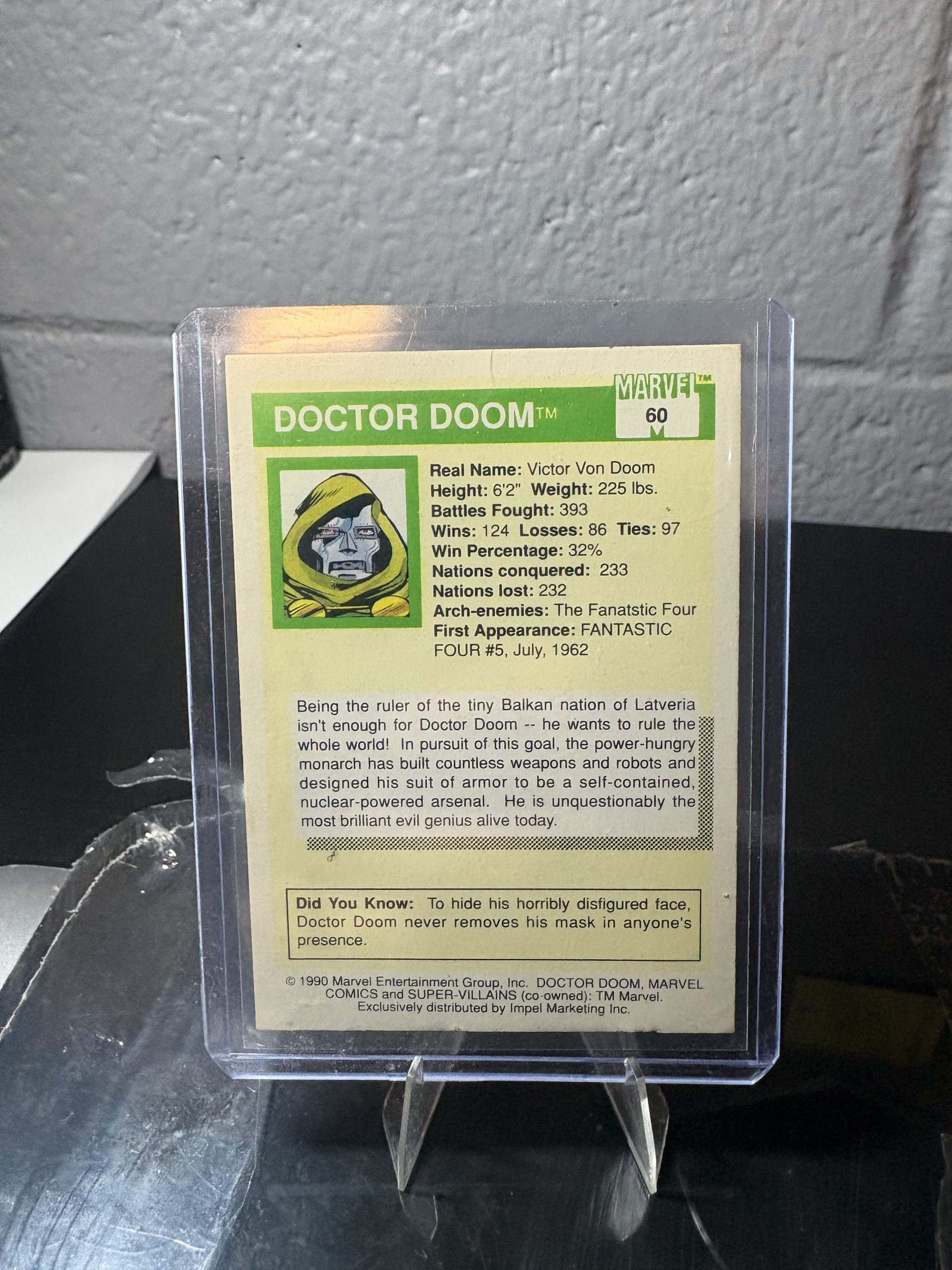 : 1990 Marvel Universe "Super-Villains" Doctor Doom Trading Card #60 - Image 3