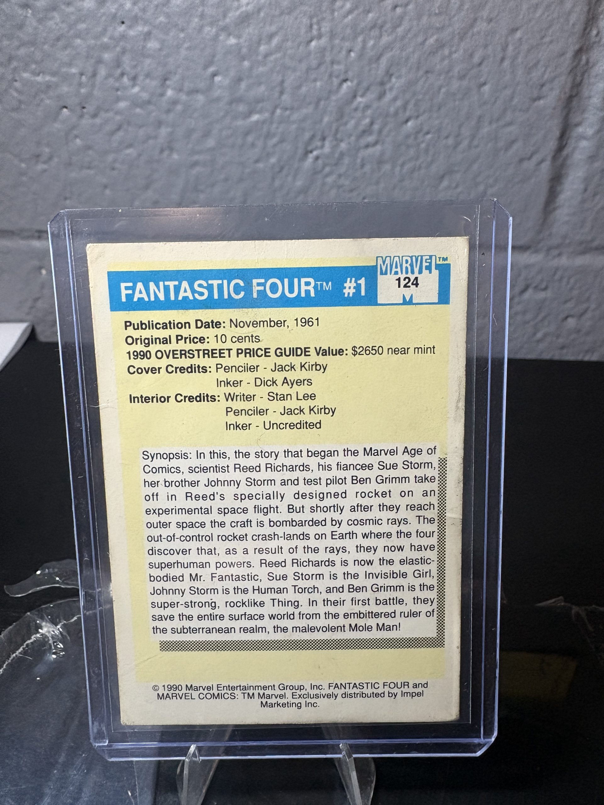 1990 Marvel Universe "Most Valuable Comics" Fantastic Four #1 Trading Card #124 - Image 3