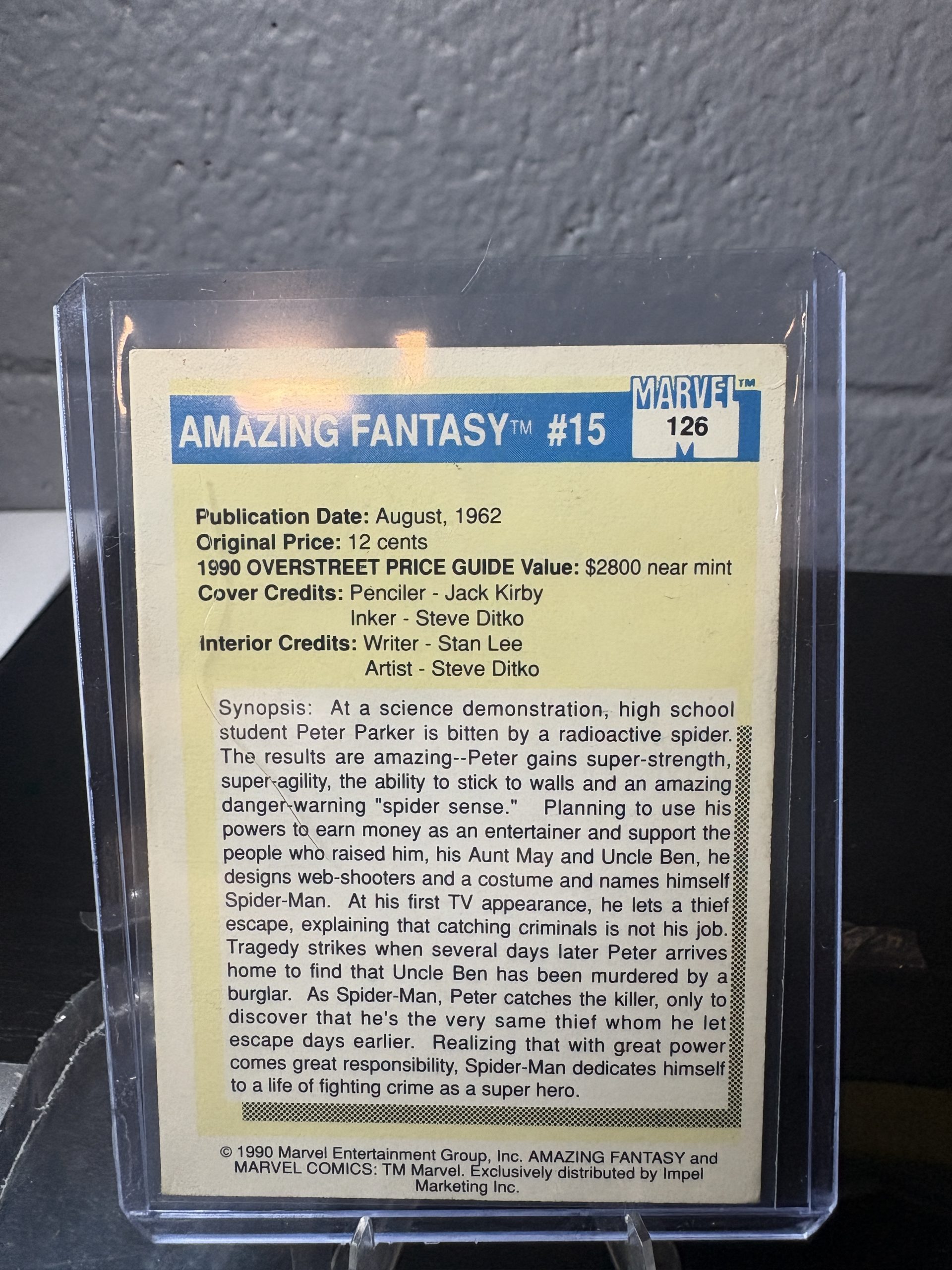 1990 Marvel Universe "Most Valuable Comics" Amazing Fantasy #15 Trading Card #126 - Image 3