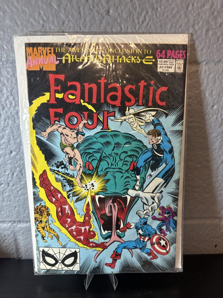 Fantastic Four Annual #22 comic book, 1989, Marvel Comics "Atlantis Attacks" conclusion, in a protective sleeve.
