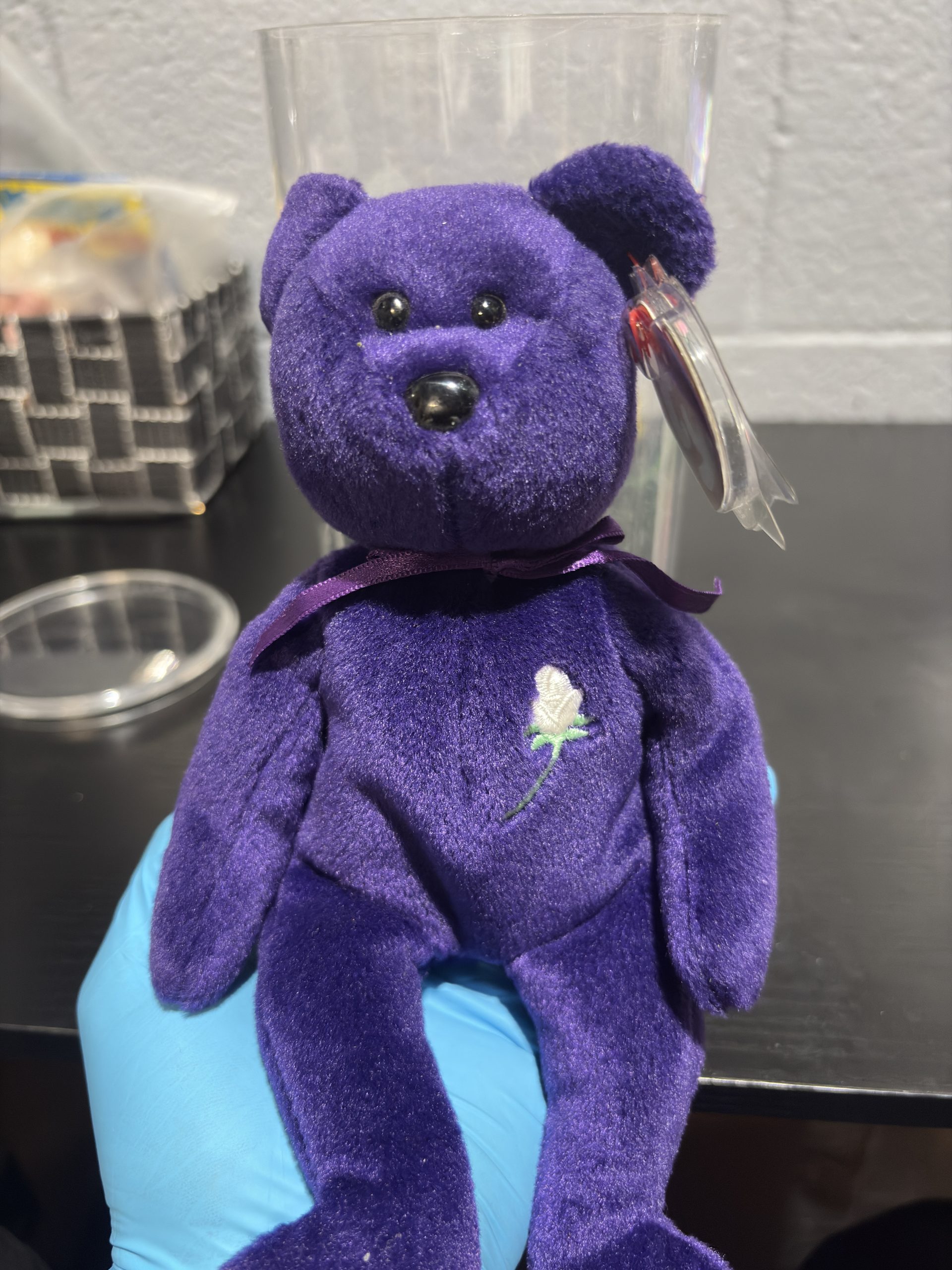 Vintage Ty Beanie Baby "Princess" The Bear (1997) with White Rose & PVC Pellets - Image 8