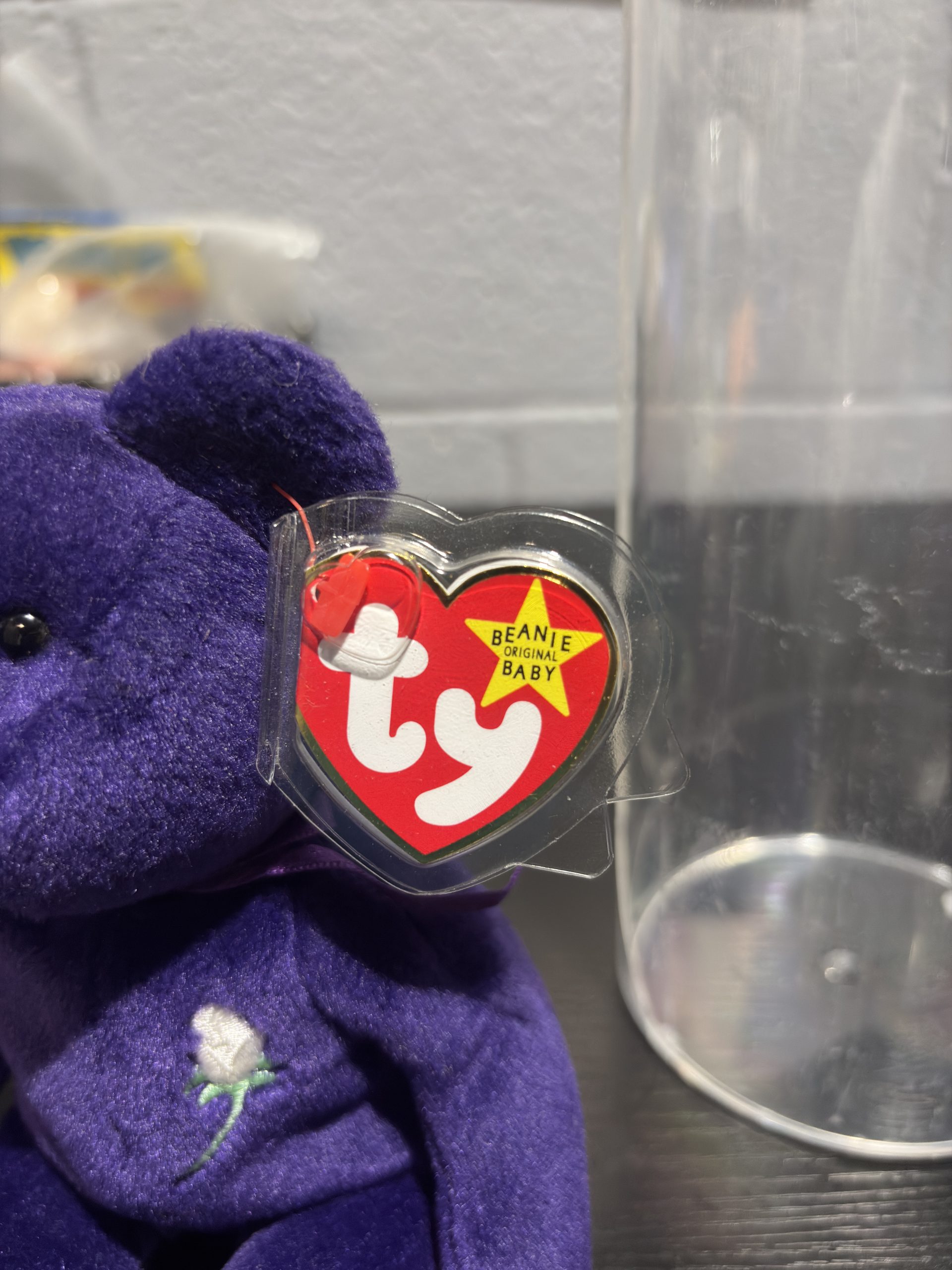 Vintage Ty Beanie Baby "Princess" The Bear (1997) with White Rose & PVC Pellets - Image 5
