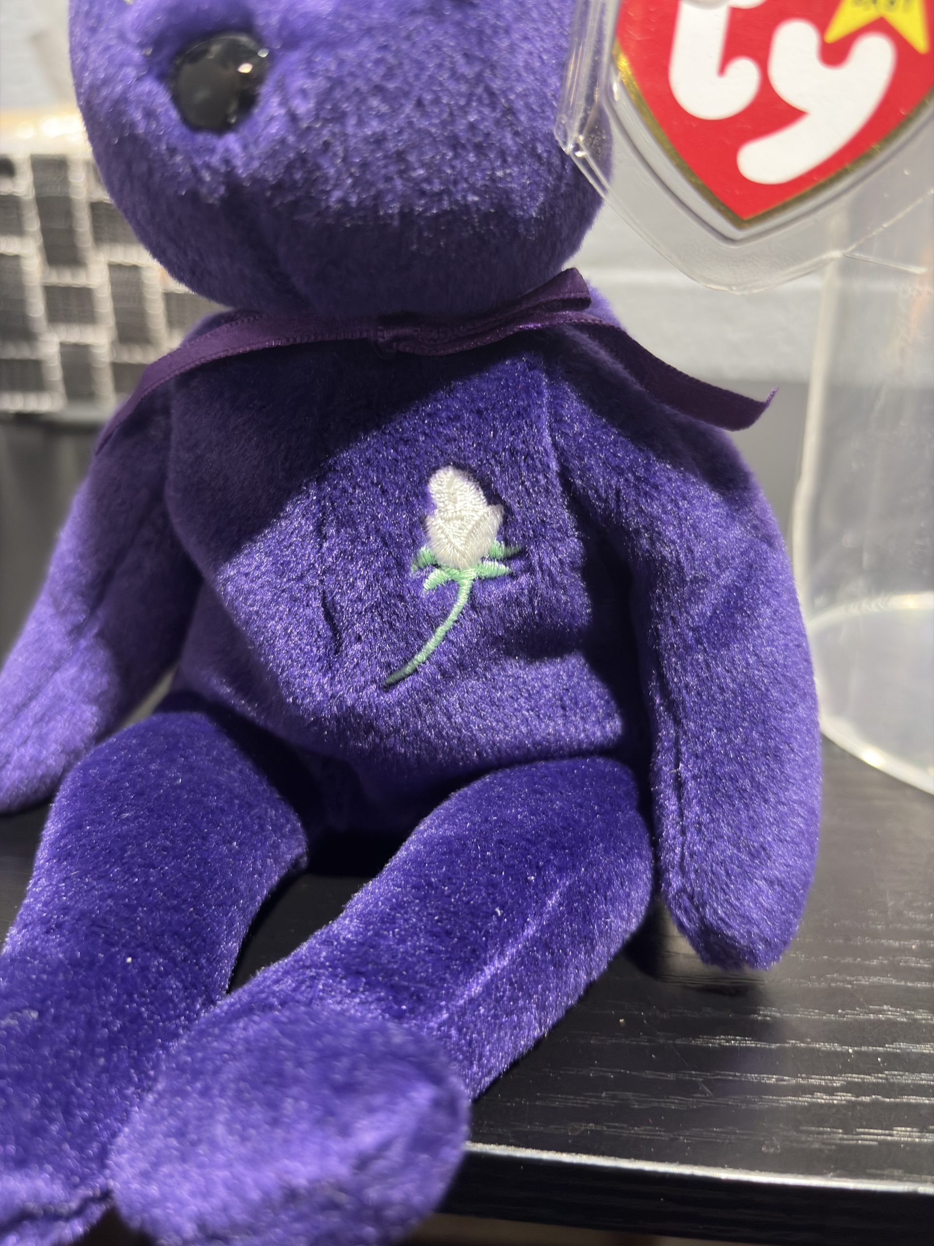 Vintage Ty Beanie Baby "Princess" The Bear (1997) with White Rose & PVC Pellets - Image 4