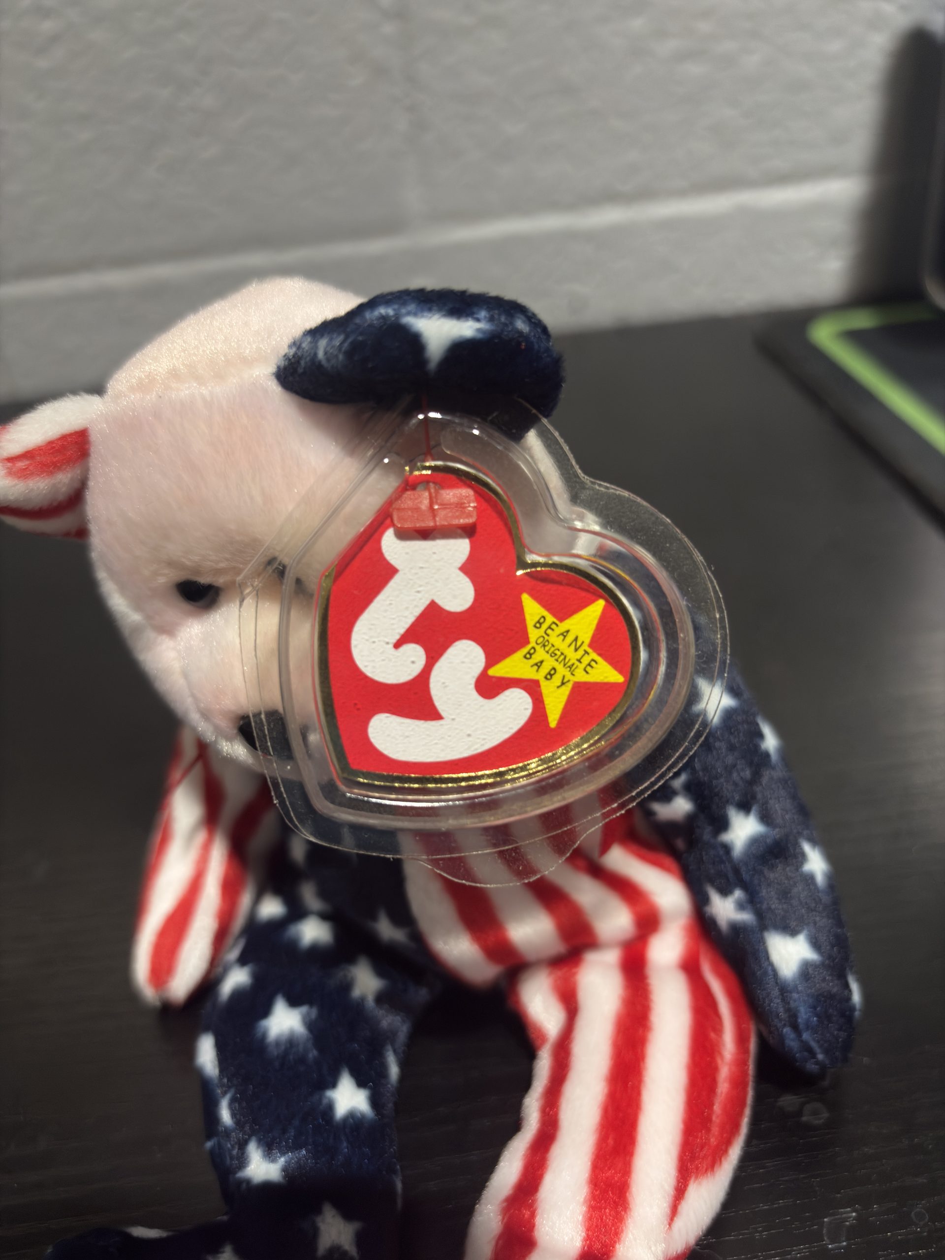 Vintage Ty Beanie Baby "Spangle" The Bear (1999) with American Flag Patriotic Print & Holographic Tag - Image 5