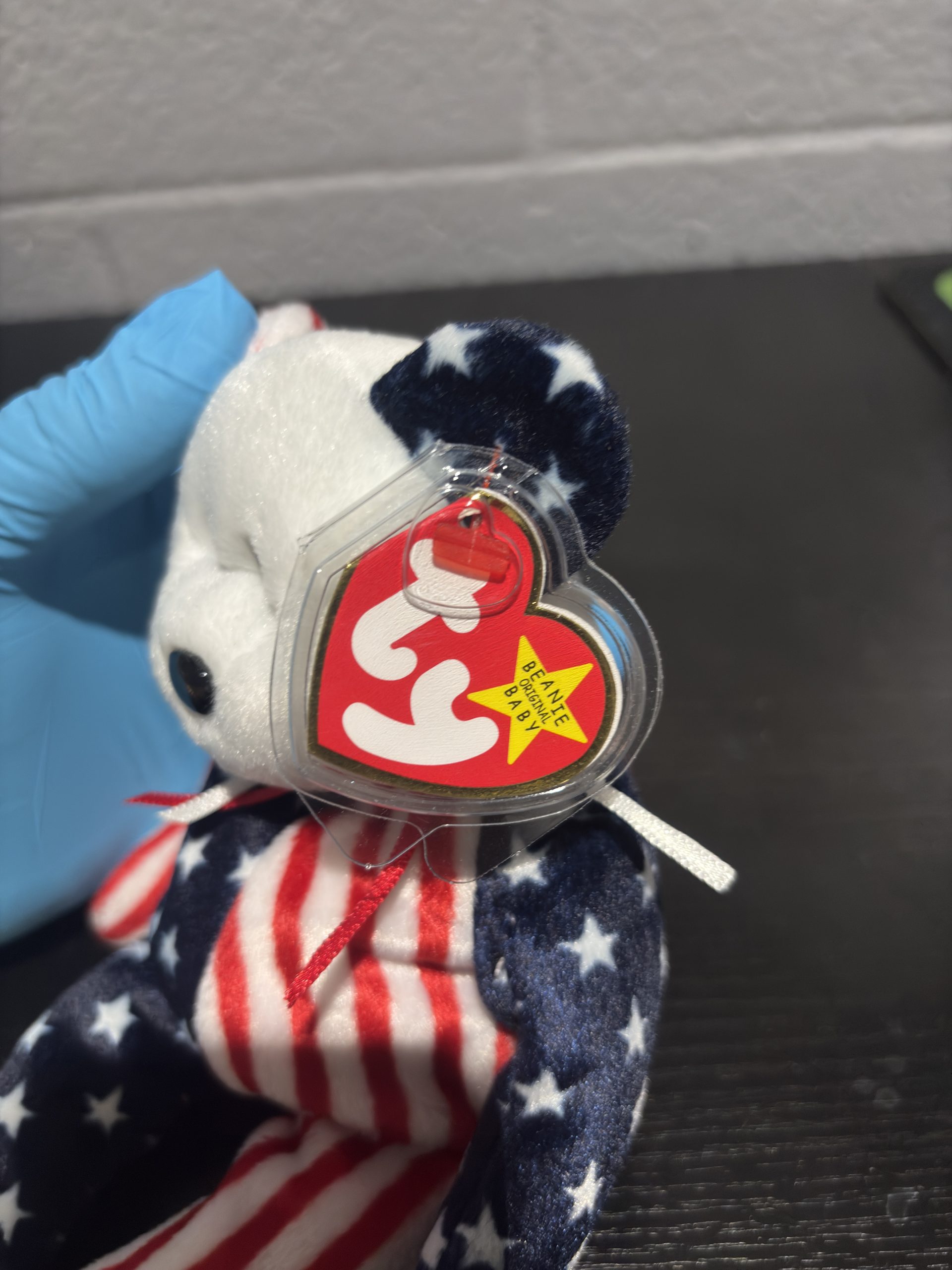 Vintage Ty Beanie Baby "Spangle" The Bear (1999) with American Flag Patriotic Print & Holographic Tag - Image 5