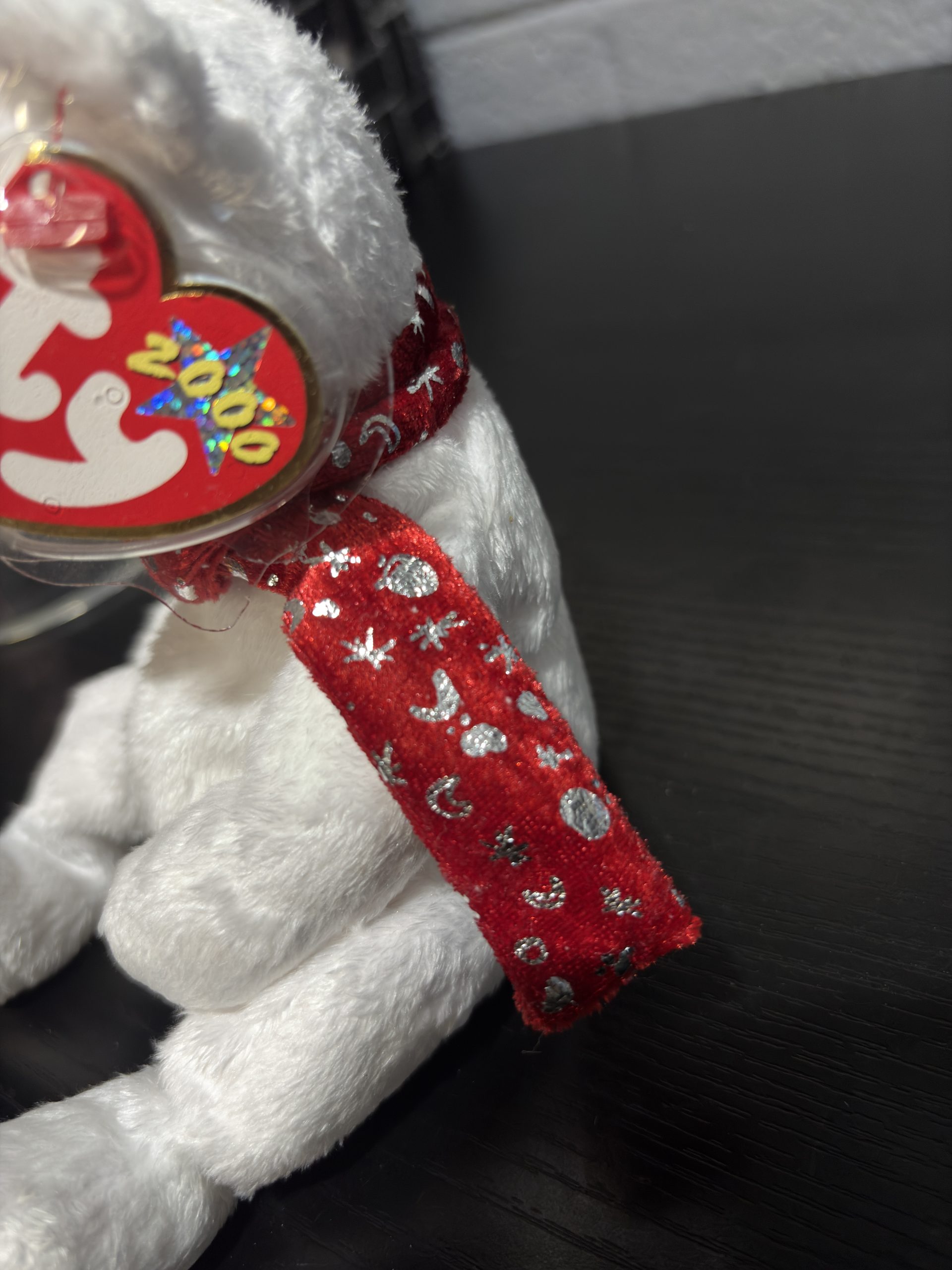 Vintage Ty Beanie Baby "Holiday Teddy" The Bear (2000) with Red Metallic Scarf - Image 6