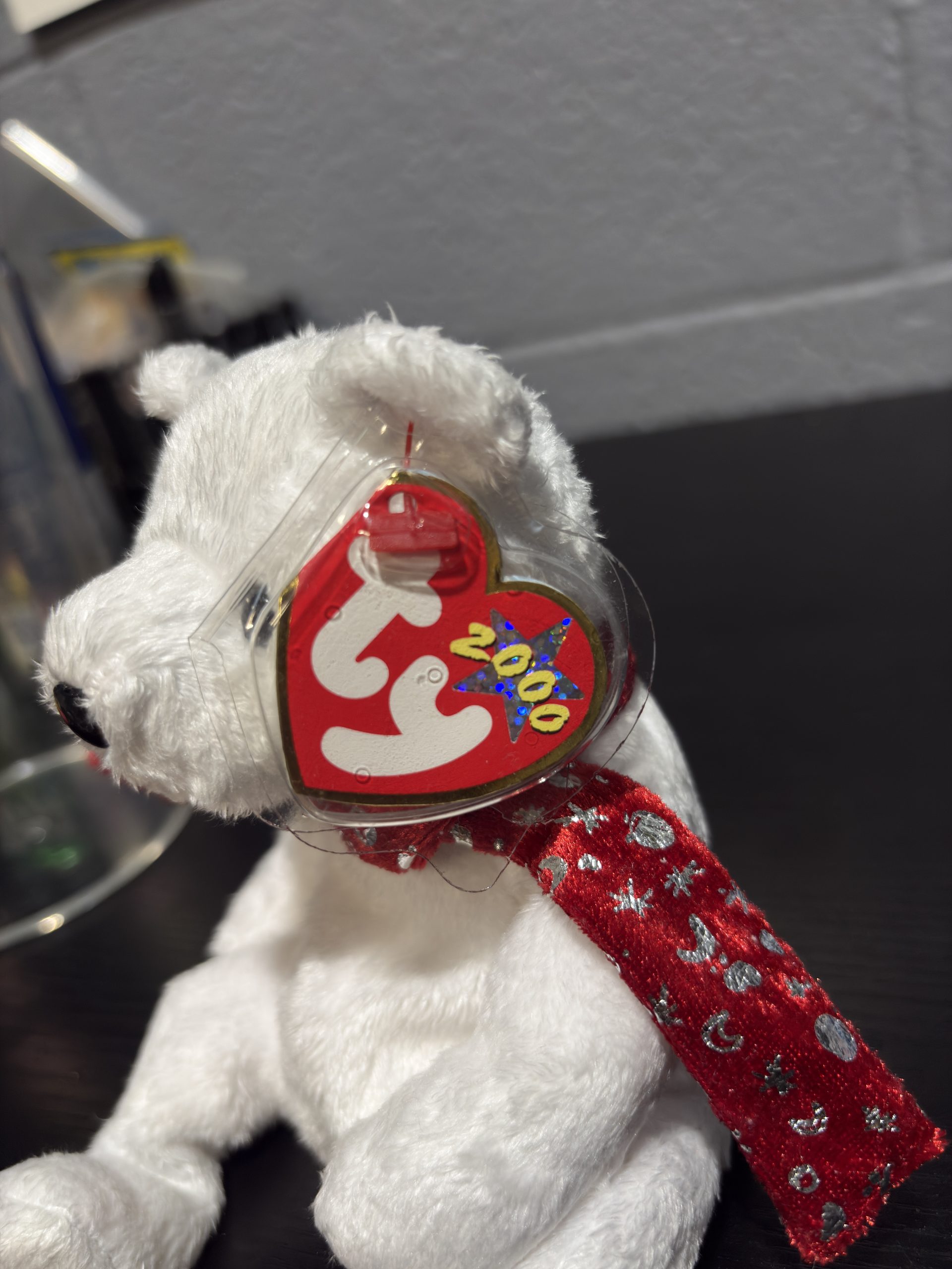 Vintage Ty Beanie Baby "Holiday Teddy" The Bear (2000) with Red Metallic Scarf - Image 5