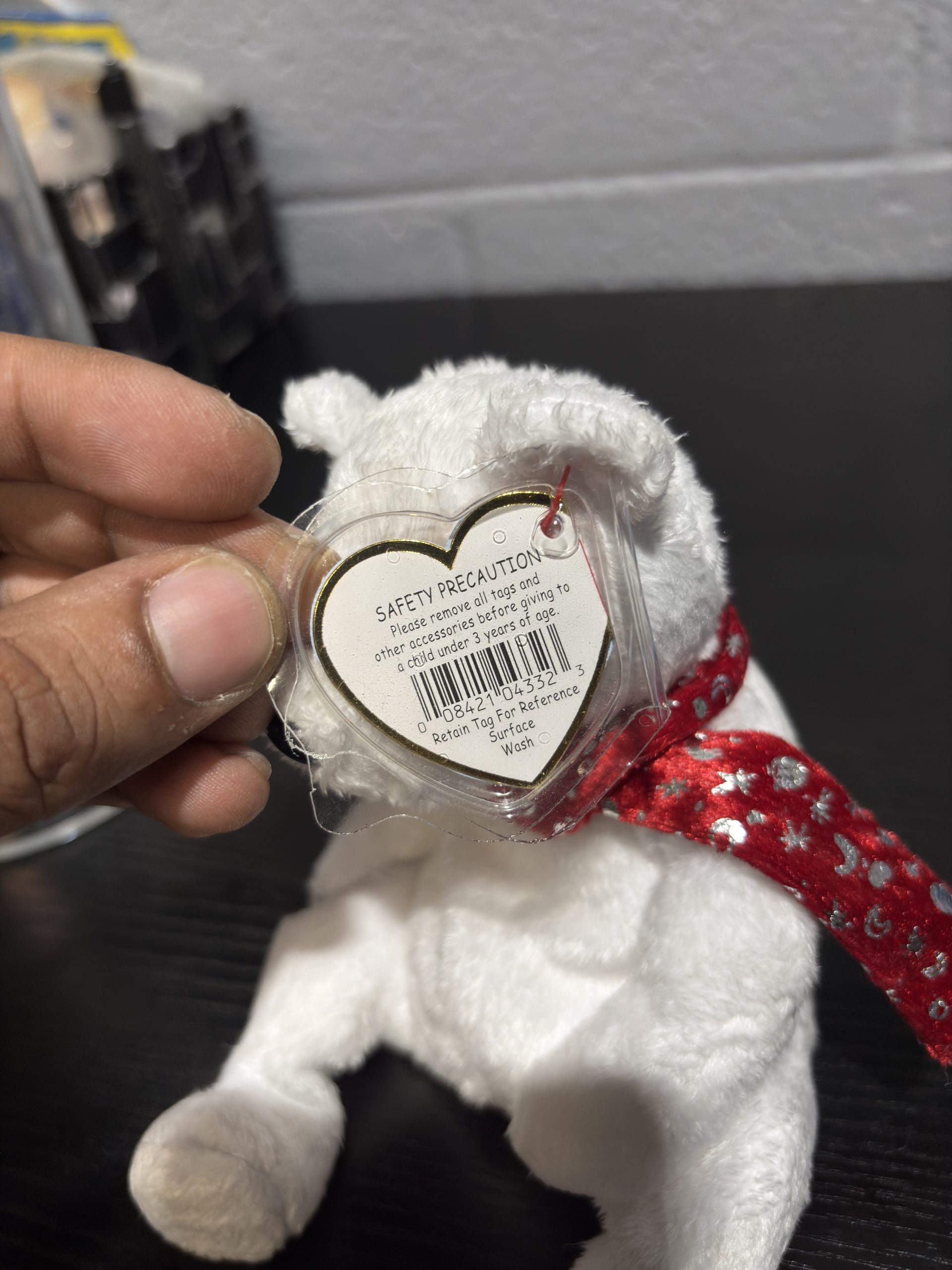 Vintage Ty Beanie Baby "Holiday Teddy" The Bear (2000) with Red Metallic Scarf - Image 4