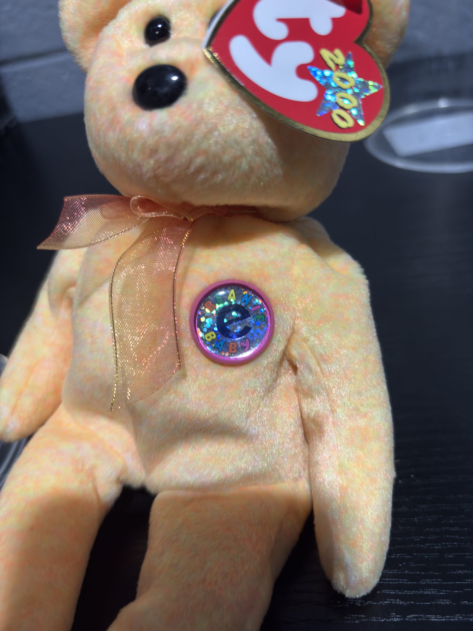 Vintage Ty Beanie Baby "Sunny" The Bear (2000) with Warm Yellow Tie-Dye Fur & Emblem - Image 6